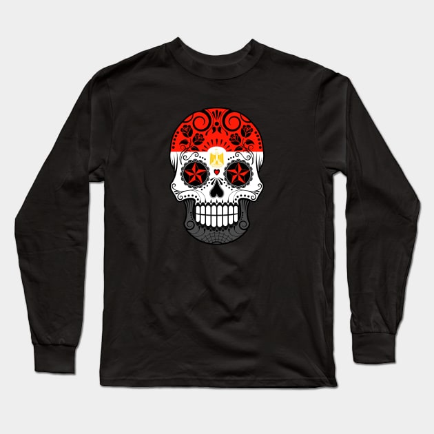 Egyptian Flag Sugar Skull with Roses Long Sleeve T-Shirt by jeffbartels